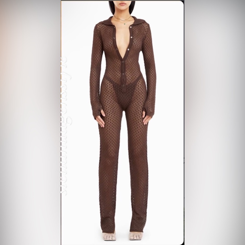 Ruve Brown Sheer Jumpsuit